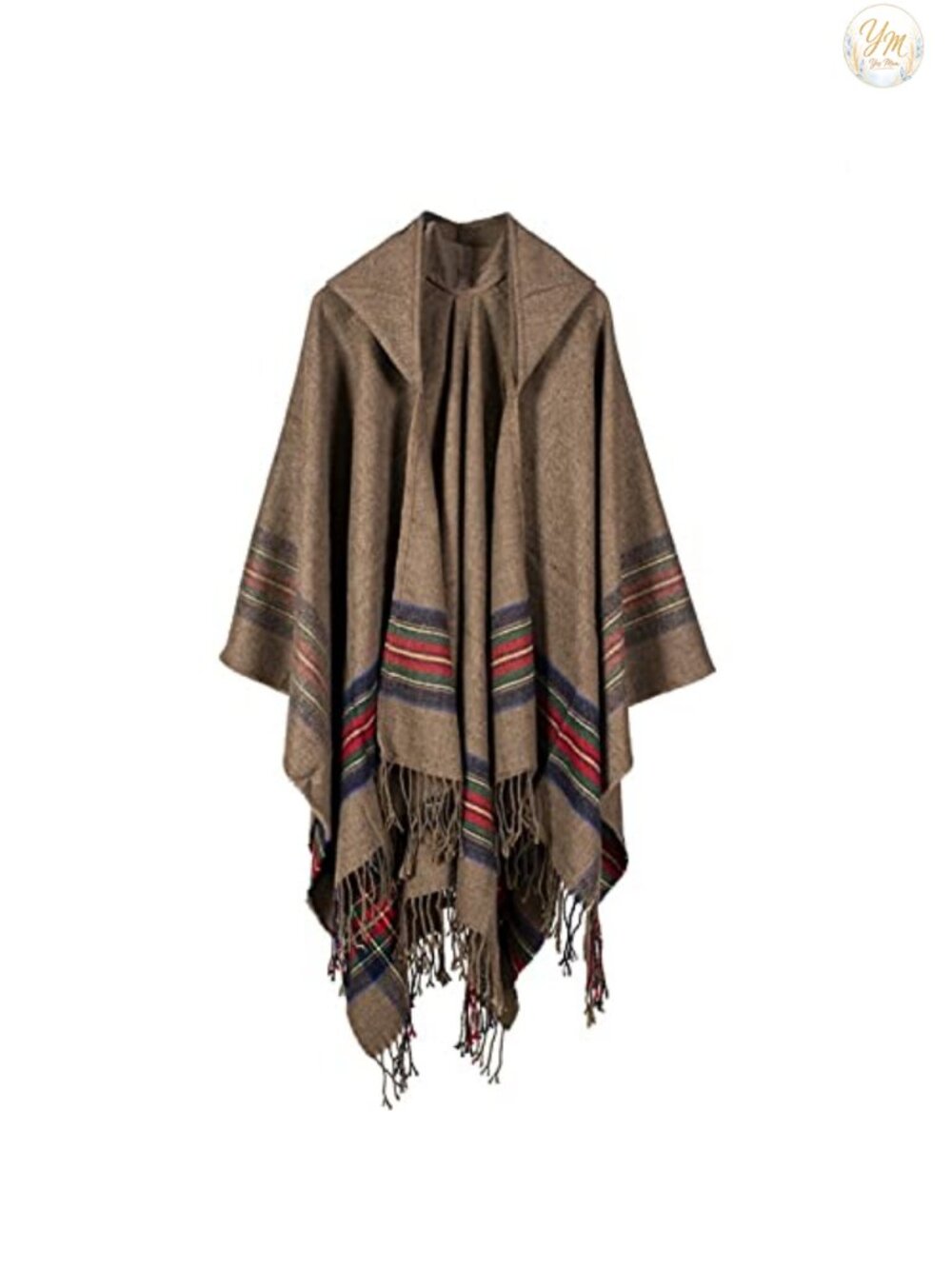 Hooded Poncho Pashmina Wrap Tassels Acrylic Polyester